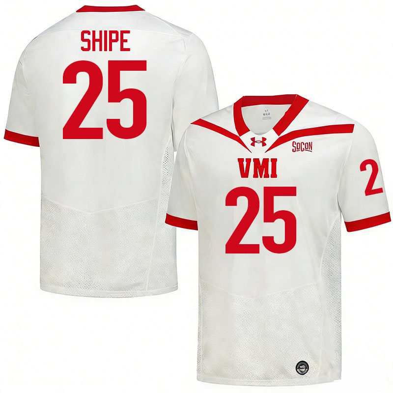 Virginia Military Institute Keydets #25 Aslin Shipe College Football Jerseys,Uniforms-White